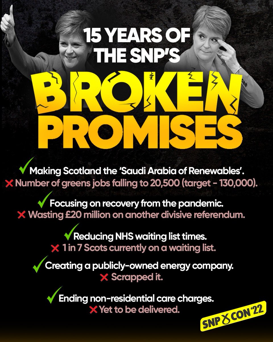 After 15 years of broken promises, Scotland needs change from @theSNP 

#SNPConference2022 #SNP22