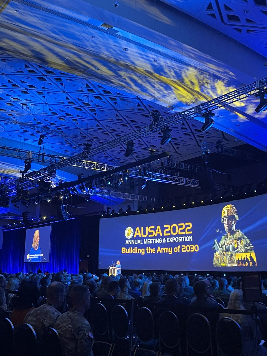 goISL's tweet photo. Inspiring invocation by COL James J. Foster and keynote remarks by the Secretary of the Army the Honorable Christine E. Wormuth to kick off AUSA.  #ausa2022  #usarmy #ISLBuiltToServeUSARMY https://t.co/A3nKV5fvUu