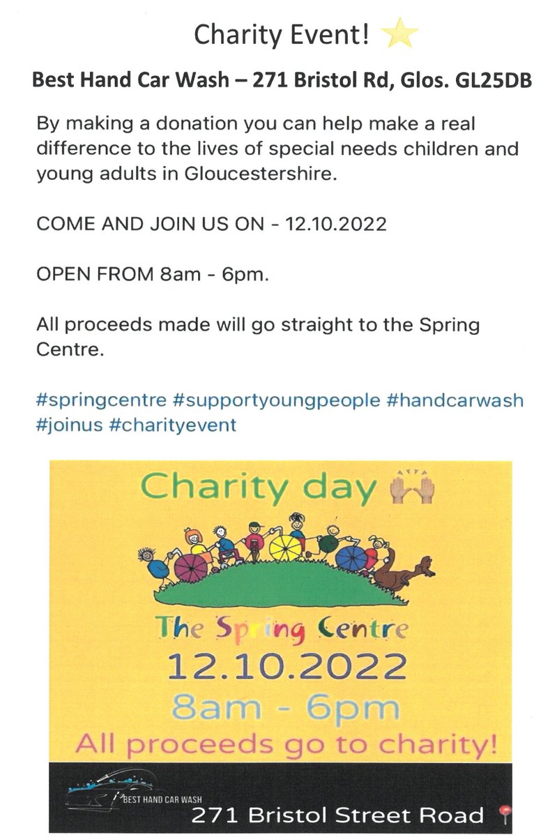 #charity day for #TheSpringCentre. Please support if you can, time to give your car a treat 😊