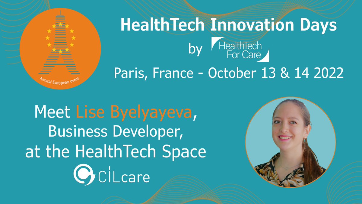 🤝Meet Lise Byelyayeva at the HealthTech Innovation Days 2022 to discuss opportunities in the hearing field
💡Join us at this event that drives and fosters collaborations within Europe's medical and pharma industries
👉htfc-eu.com/htid/

#HTID_Paris <a href="/Healthtech4Care/">HealthTech For Care</a>