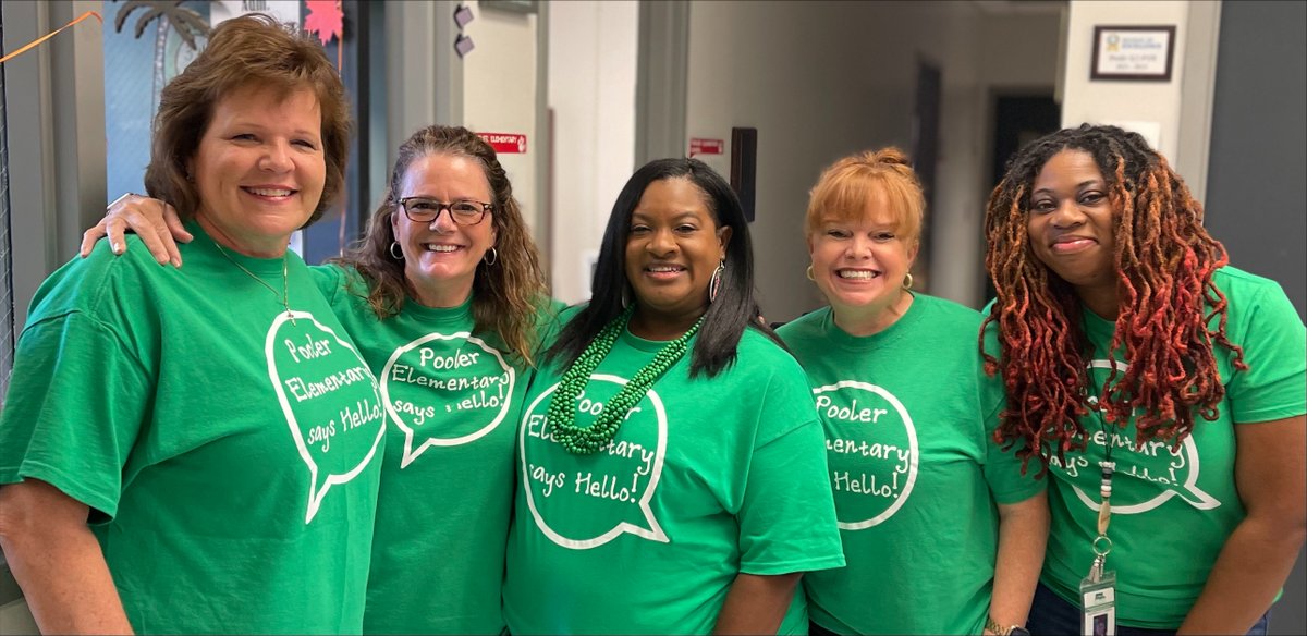 Students, Teachers, & Staff at Pooler Elementary celebrated Hello Week, 2022 by wearing green, in support of the Sandy Hook Promise national campaign. Students in grades K-12 are empowered to recognize loneliness and social isolation in their peers.