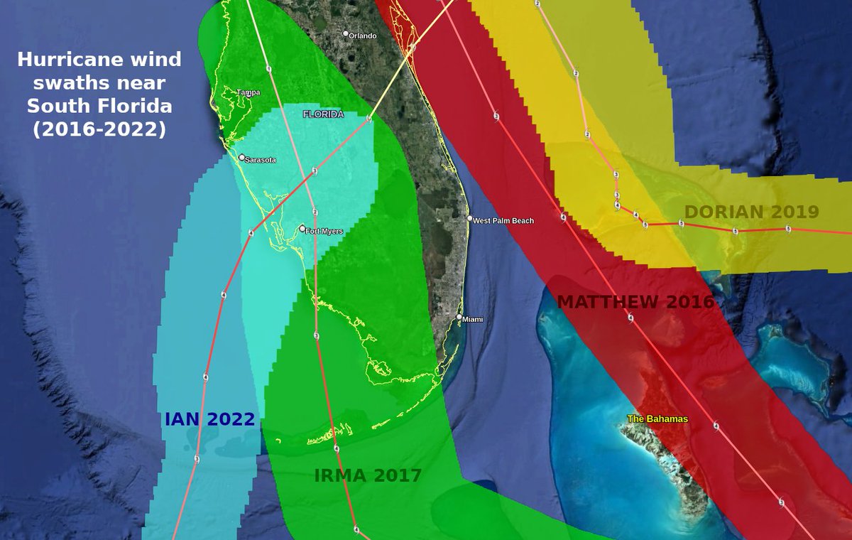 Time to add Ian to the map of recent close calls in southeast Florida.