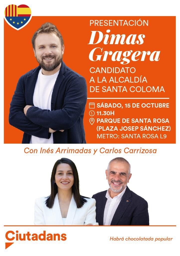 Con nuestra gente, con nuestros vecinos, lo vamos a volver a intentar y lo vamos a conseguir. Os espero el Sábado con <a href="/InesArrimadas/">Inés Arrimadas</a> y <a href="/carrizosacarlos/">Carlos Carrizosa</a> en Santa Rosa para presentar la candidatura que irá #barrioabarrio hasta cambiar esta ciudad.