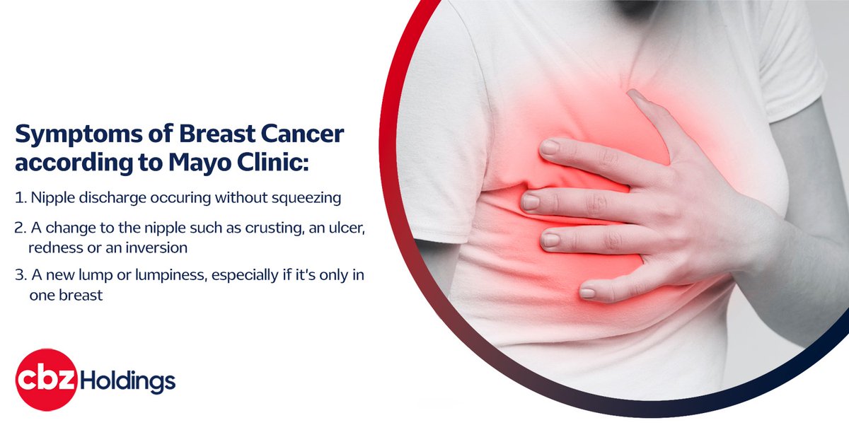 CBZHoldings's tweet photo. #CBZTips
Learn about the signs and symptoms of breast cancer and what to do if you're worried about a change in your breasts.
#BreastCancerAwareness
#CBZCares https://t.co/RFRYKYiiPu