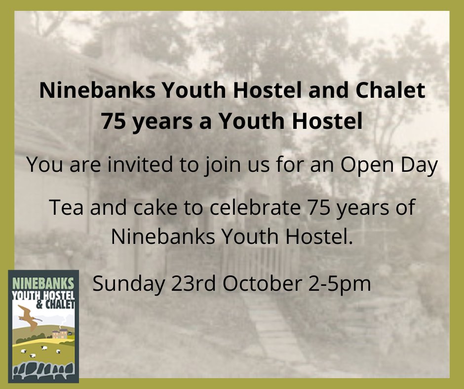 It's time to celebrate! 
Ninebanks Youth Hostel and Chalet...75 years a Youth Hostel!

#NinebanksYouthHostel #NinebanksHostelAndChalet #NorthPennines #YHA #IHUK #YHAHistory #NORTHUMBERLAND