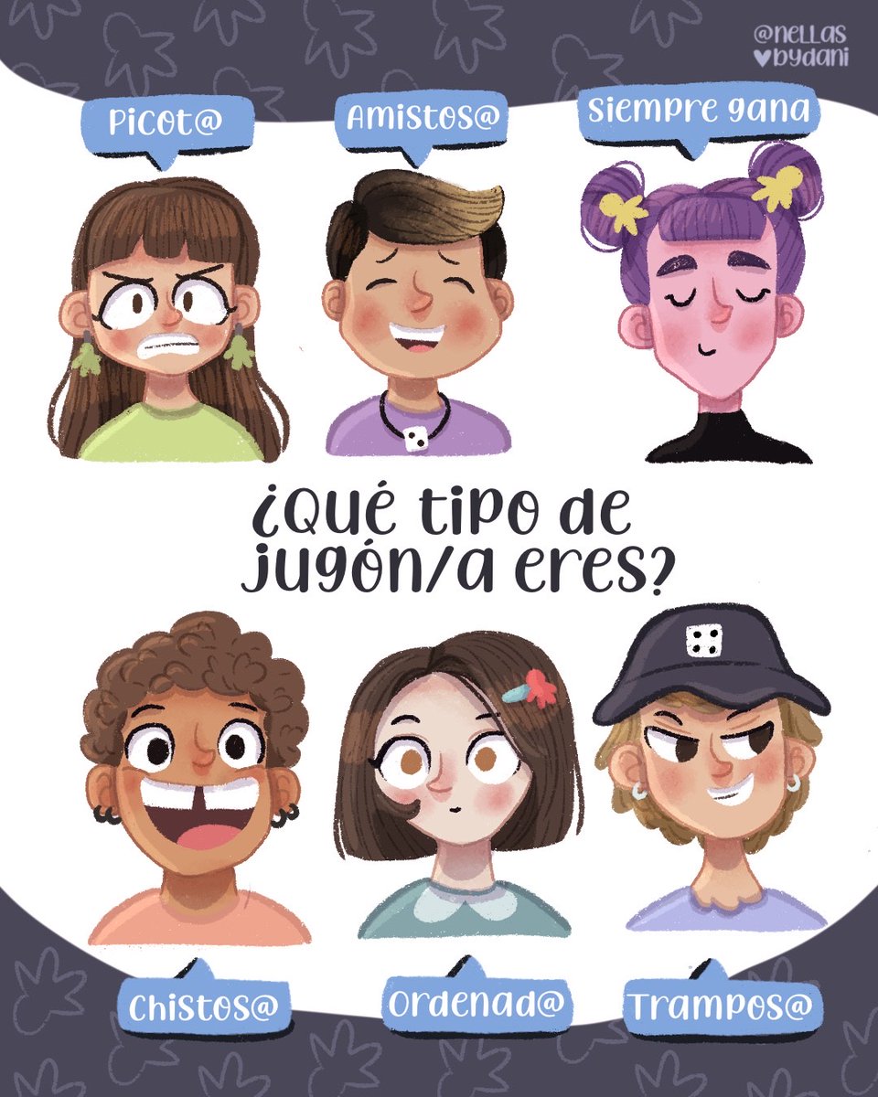 DevirChile's tweet photo. ¡A ver 😏! Qué tipo de jugón/a eres en tu grupo de juegos? ¿Cuál te representa más? Cuéntanos en comentarios y etiqueta a l@s amig@s que identificaste 😁😍💙
Ilustración: @nellasbydani
#devir #devirchile #vivejugando https://t.co/WGMScSrXya