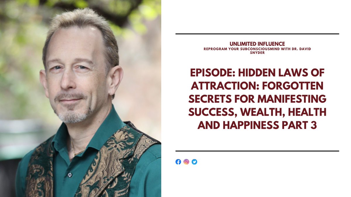 DavidSnyderNLP's tweet photo. In this segment, Dr. David will talk about our Neurology and how we can change anything we want in our body. We are also going to be playing the Frame Game. Stay tuned! #LawsOfAttraction #NLP #UnlimitedInfluence
Podcast: https://t.co/L2VqNBOHwy
YouTube: https://t.co/HFmwcPNSGt https://t.co/sr8r1dYhUs