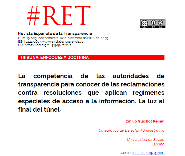 💡¡Comenzamos repaso artículo por artículo de #RET15!

💭En nuestra sección «Doctrina y enfoques» publica el profesor Emilio Guichot (<a href="/unisevilla/">Universidad de Sevilla</a>) un trabajo sobre las autoridades de transparencia y los regímenes especiales de acceso a la información

🔓revistatransparencia.com/ojs/index.php/…
