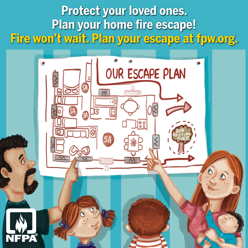 UCSD_OTIEC's tweet photo. It's Fire Prevention Week! 

🚨👨‍🚒 Join NFPA in this year's campaign, "Fire won't wait. Plan your escape." to educate everyone about simple, important actions that can be taken to keep themselves and those around them safe from home fires.

For more info, please visit: https://t.co/239AAnF8Do
