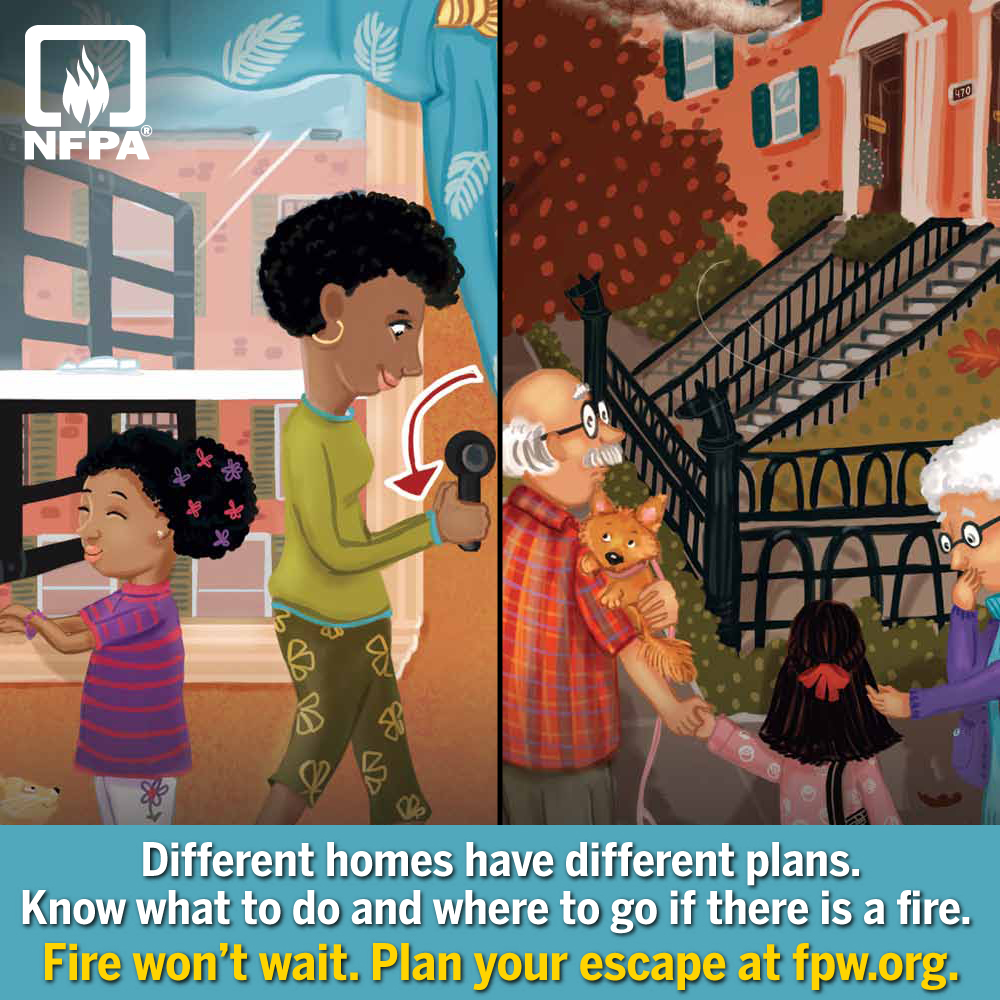UCSD_OTIEC's tweet photo. It's Fire Prevention Week! 

🚨👨‍🚒 Join NFPA in this year's campaign, "Fire won't wait. Plan your escape." to educate everyone about simple, important actions that can be taken to keep themselves and those around them safe from home fires.

For more info, please visit: https://t.co/239AAnF8Do