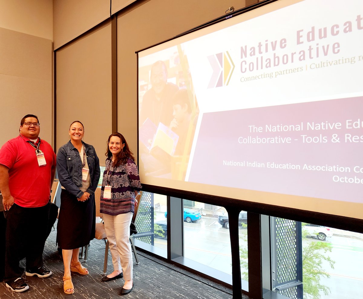 The National Center’s Amy Bitterman & Mandy Smoker Broaddus with David O’Connor @WereNIEA 53rd Annual Convention Oklahoma City presented/shared the Native Education Collaborative’s resources including Circles of Reflection bit.ly/3rGODjZ @Reg17CC #NIEA #NativeEd @westat