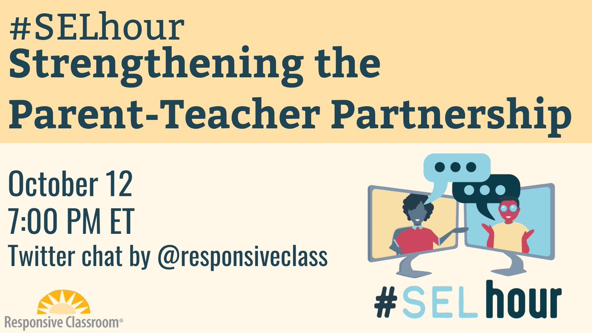 responsiveclass's tweet photo. Have you marked your calendar for our #SELhour on Wednesday? You won’t want to miss this conversation on strengthening parent-teacher partnerships! https://t.co/lCZ7Oe2pJ7