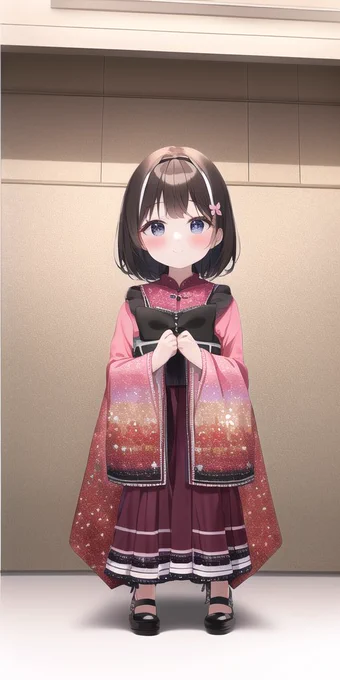 それでは次、武人埴輪をAIで擬人化してみよう。
まずは「cute,girly」で指示。
可愛いけど! 可愛いけど要素が一つもない! 今度は色さえあってない!!

#NovelAIDiffusion 