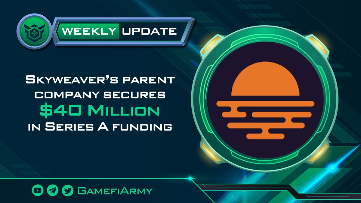 gamefiarmy's tweet photo. GAMEFI WEEKLY UPDATE

1. OviO Tokenizes The $175 Billion Mobile Gaming Industry Through Web3
2. @SkyweaverGame  company secures $40M
3. @animocabrands partners with @coolcatsnft 

Get updated about these events via 👇
https://t.co/ZoKWlKr2Iz https://t.co/jrQqwOp5Ul