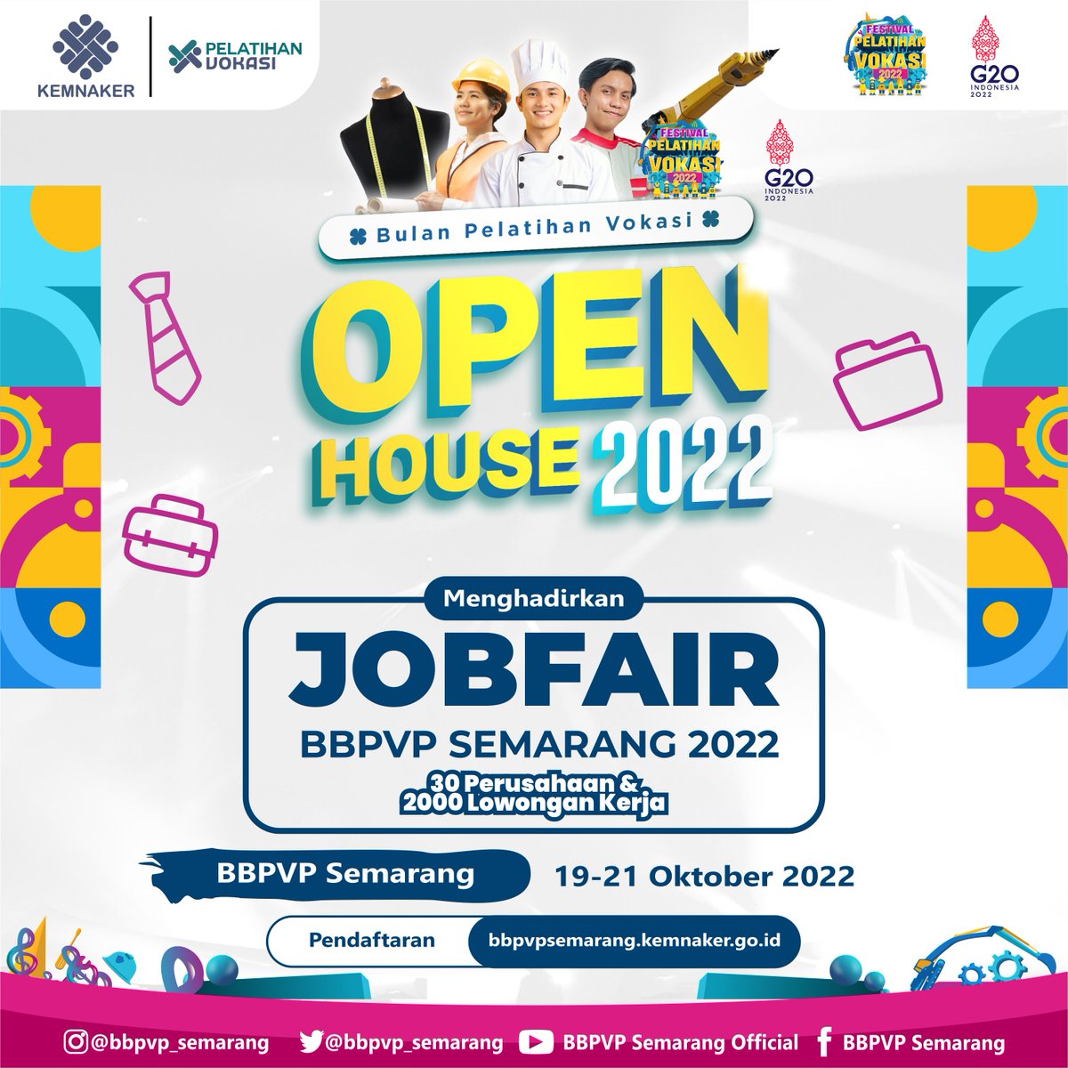 JFVirtual_ID's tweet photo. Balai Besar Pelatihan Vokasi &amp; Produktivitas KEMETRIAN TENAGA KERJA KOTA SEMARANG Mengadakan PAMERAN KESEMPATAN KERJA 2022 GRATIS...!!!

Daftar Pencari Kerja click
https://t.co/0YKsCgyScF

#jobfair #jobfairvirtual #lowongankerja https://t.co/uAS70aJpgh