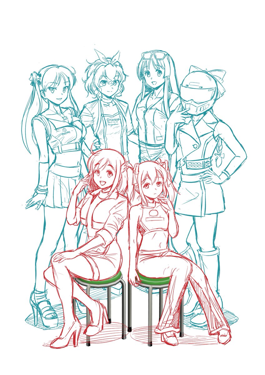 「6人を同一画面にぶち込んで、しかも全員同じ平面に立たせることがこんなに難しいとは」|佐久間 正典のイラスト