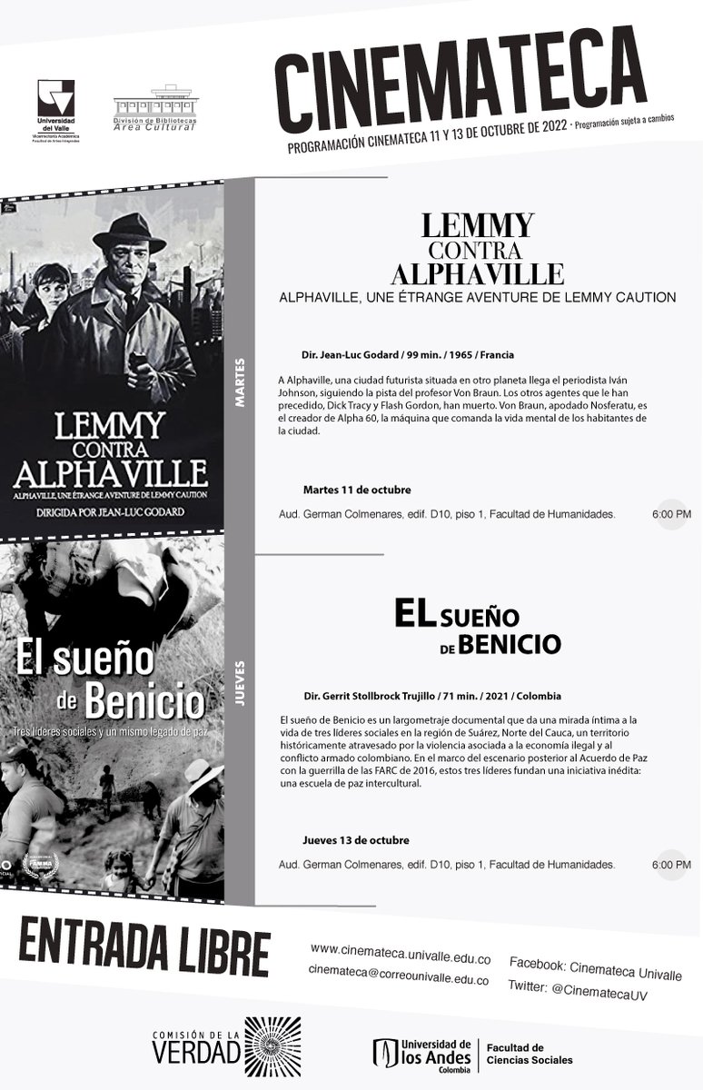 CinematecaUV's tweet photo. Vea el 11 y 13 de octubre en @UnivalleCol 
https://t.co/gvwZ5DjyAO https://t.co/VLL9fzXop7