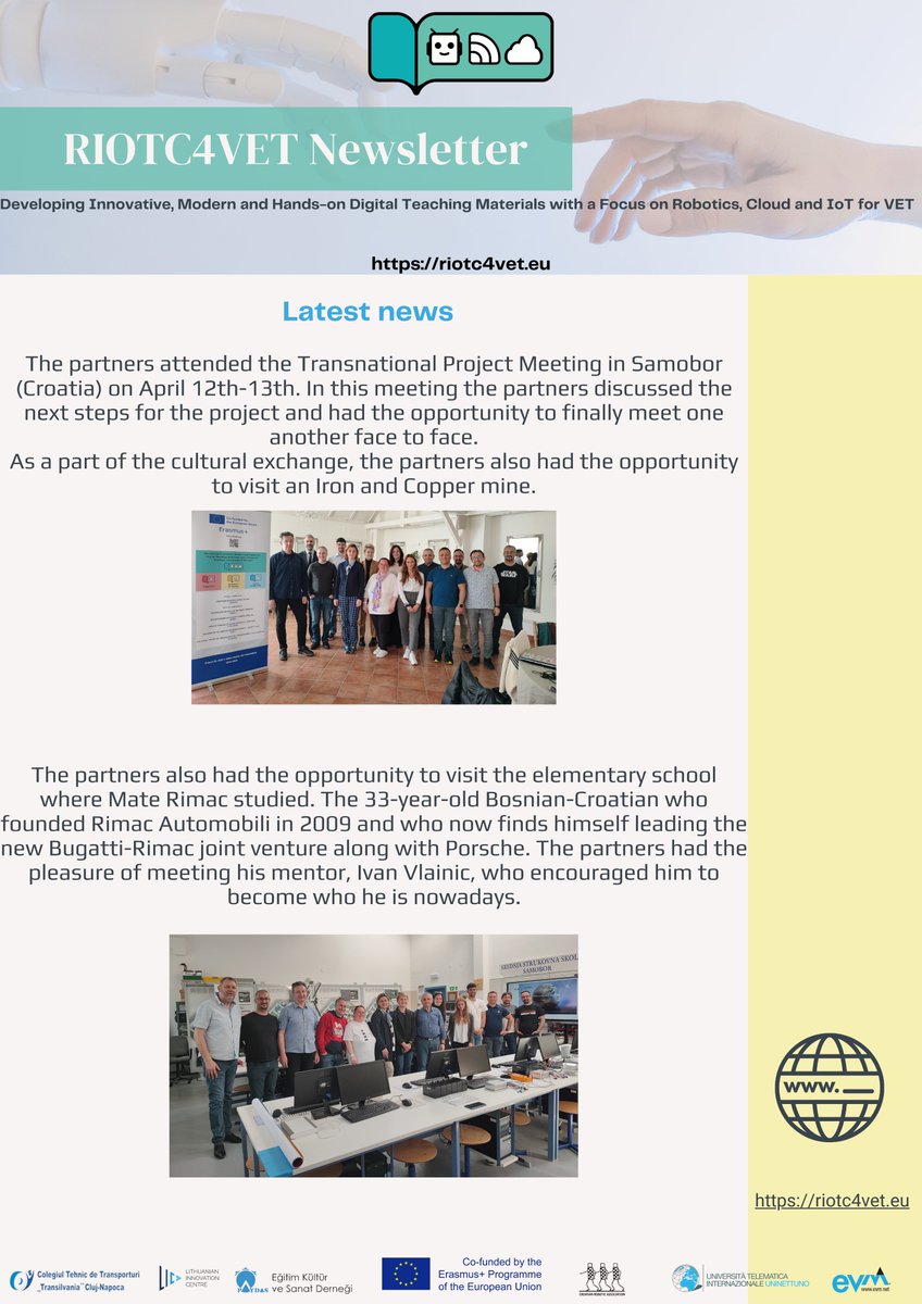"Developing Innovative, Modern and Hands-on Digital Teaching Materials with a Focus on Robotics, Cloud and IoT for VET, R-IoT-C Project Newsletter has been published.