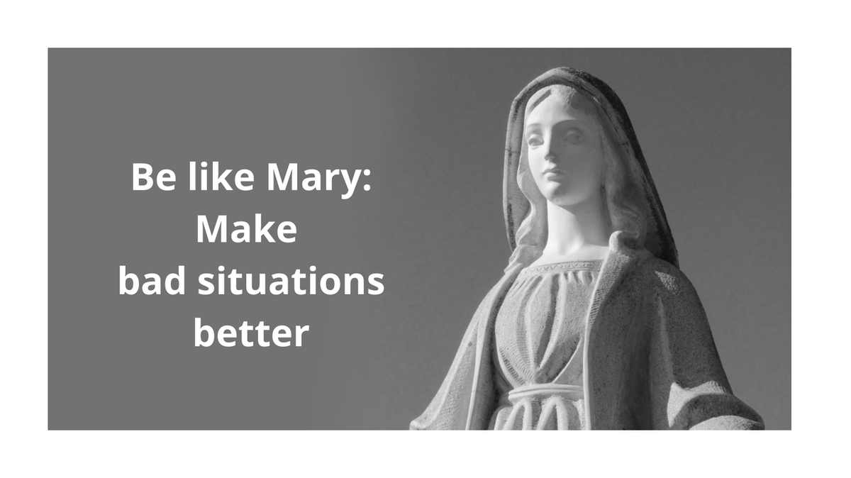 At the wedding in Cana, Mary modeled hospitality – even though it wasn’t her party. She asked Jesus to provide wine for the guests, to spare the newlyweds embarrassment. We act as the #ChurchWelcoming when, instead of criticizing, we make a bad situation better. #Catholic