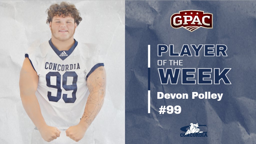 🏈 Devon Polley

🏅 GPAC Defensive Player of the Week

📈 4 tackles, 2.5 sacks, 2 QB hurries in the win over Jamestown.

🔗 bit.ly/3SVCNhJ.