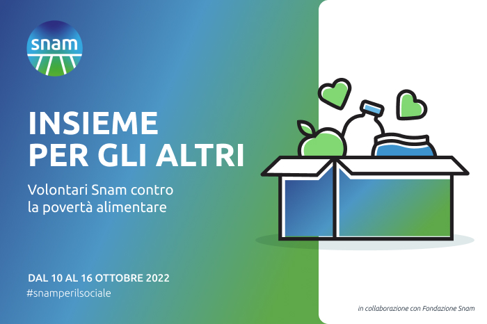 Al via oggi “Insieme per gli altri. Volontari Snam contro la povertà alimentare’, l’iniziativa di #volontariato in presenza dedicata alla lotta alla #povertàalimentare e agli sprechi, organizzata in collaborazione con Fondazione Snam. #snamperilsociale