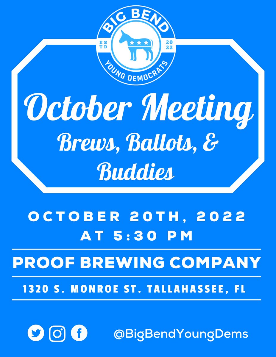 See you Thursday, October 20th for our October General Body Meeting. We will have brews, ballots, &amp; buddies! Bring your ballot if you’re undecided on who to vote for. We have invited all local democratic candidates who will be on the ballot to meet and greet with our members.