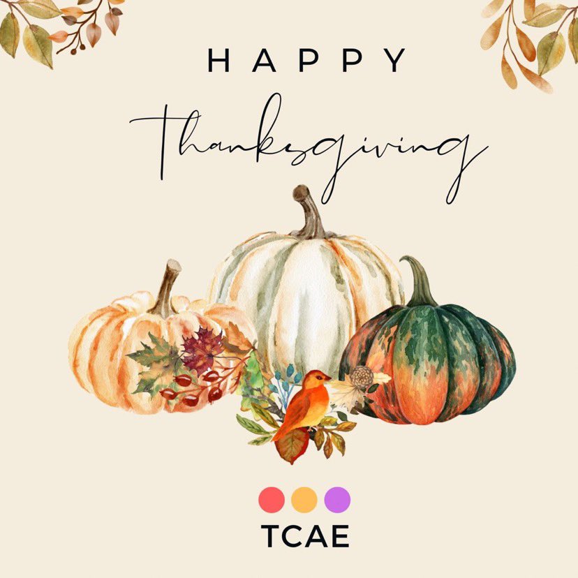 TCAE (@_tcae_) on Twitter photo 🍁Happy Thanksgiving from our TCAE family to yours🍁
We are so grateful and blessed to be surrounded by many of you who have supported, encourged and been there for us in our journey. 
What are you grateful for today? 
#TCAE #Thanksgiving2022 🍁Happy Thanksgiving from our TCAE family to yours🍁
We are so grateful and blessed to be surrounded by many of you who have supported, encourged and been there for us in our journey. 
What are you grateful for today? 
#TCAE #Thanksgiving2022