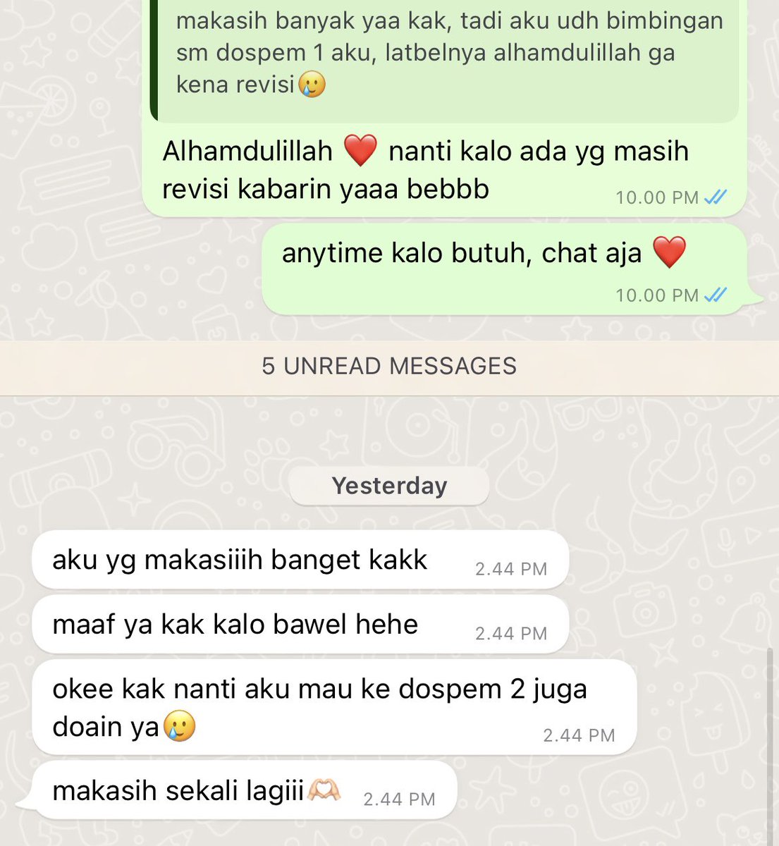 haiii haiii ✨🤍 siapa yang stuck sama skripsi-nya nih? gatau mau mulai darimana tapi dosbingnya susah ketemu? apa takut bimbingan? siniii, aku bantuu ☺️💞 bisa mentoring, joki, ataupun ngerjain skripsi bisa banget! udah bantu 68+++ lulus nilai A semua 👋🏻💞 tanya2 dulu boleh~