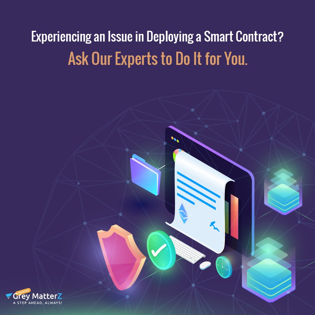BlockGMZ's tweet image. Development & deployment of smart contracts requires expertise. #GreyMatterZ experts hold experience in making it seamless. If you are facing issues in #smartcontractdeployment, ask our professionals for help.
Connect us 1-877-920-1473
Know more about us bit.ly/3EtntVa
