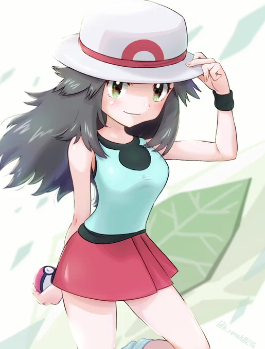 リーフちゃんはマサラタウン出身ですなんとなくサトシに雰囲気が似ていますね#Leaf #ポケモン人間絵 