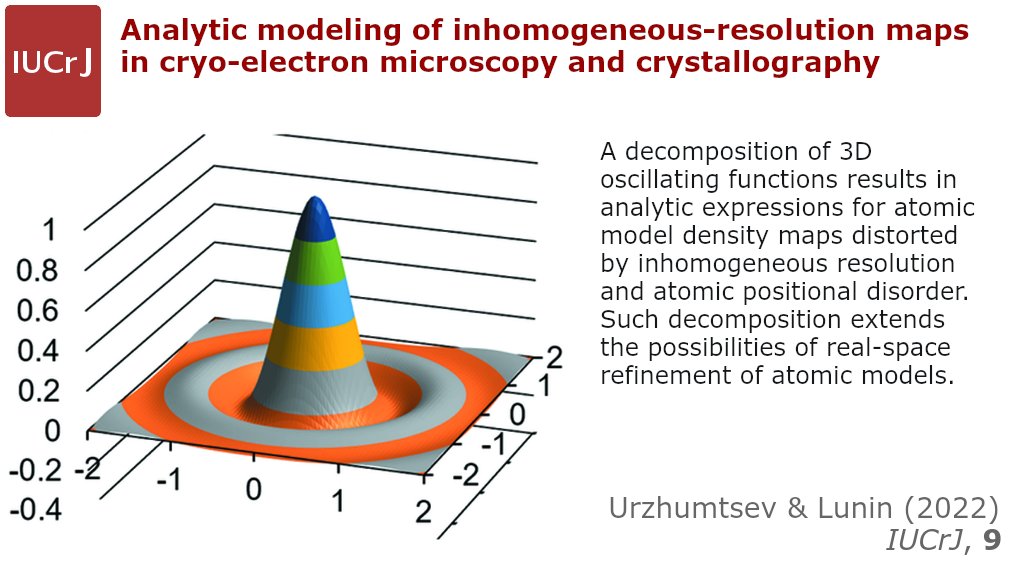 IUCrJ's tweet image. Analytic modeling of inhomogeneous-resolution maps @IUCrJ doi.org/10.1107/S20522… #IGBMC @IGBMC @Univ_Lorraine #KIAM #RAS @instructhub #FRISBI #realspacerefinement #localresolution @cryoem  #interferencefunction #shelldecomposition #atomicimage @IUCr #openaccess