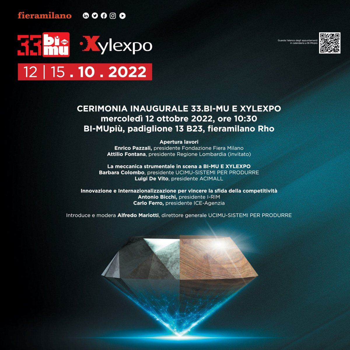 BIMU2026's tweet photo. 📅 - 2 a #33BIMU - XYLEXPO 

🤗 Vi aspettiamo mercoledì 12 alle 10:30 per la CERIMONIA INAUGURALE 
Pad 13 - Area B23 https://t.co/pLgUW14Bot