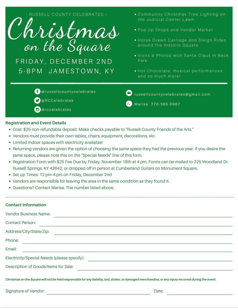 RCCelebrates's tweet photo. Calling all vendors! 
Reserve your spot for the 2022 Christmas on the Square Vendors Market! Food, crafts, gifts, and groups are welcome. You are invited to help us turn Monument Square into a beautiful, bountiful, Christmas Market on Friday, December 2nd! https://t.co/cBaskLtfh7