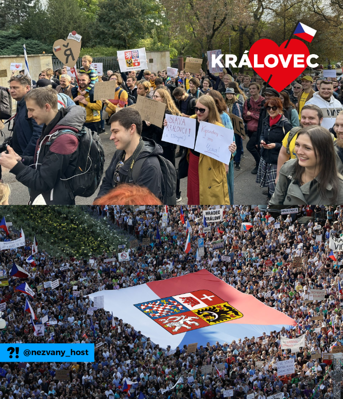 AKTUÁLNĚ: Na demonstraci na podporu Královce je podle přítomné polici je na místě cca 120 000 lidí. Nehlášeny žádné problémy. #KralovecisCzechia 
<a href="/KralovecCzechia/">Královec 🇨🇿</a>
<a href="/DPKK_CZ/">Dopravní Podnik Královec</a>  
<a href="/PO_Universita/">Universita Přemysla Otakara II. v Královci</a>
<a href="/BaltTweetuje/">Námořnictvo ČR 🇨🇿🇪🇺</a> <a href="/DarPutinovi/">Dárek pro Putina</a>
