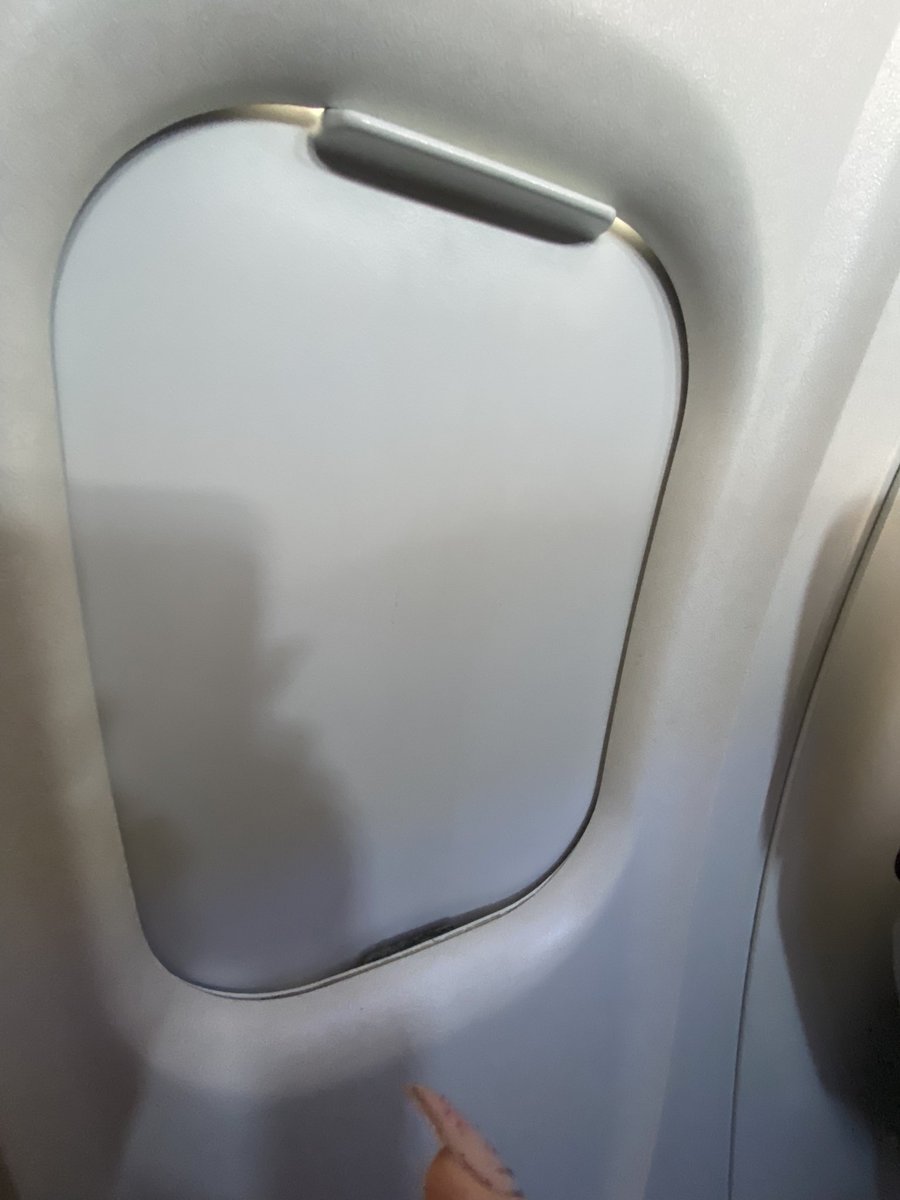 SarahPatino's tweet photo. @AmericanAir The toilet was also broken ( we had to flush with water bottles) and so was my window shade (was installed upside down). You guys need to get it together. I won’t be flying @AmericanAir again! https://t.co/QqVaLDikXk