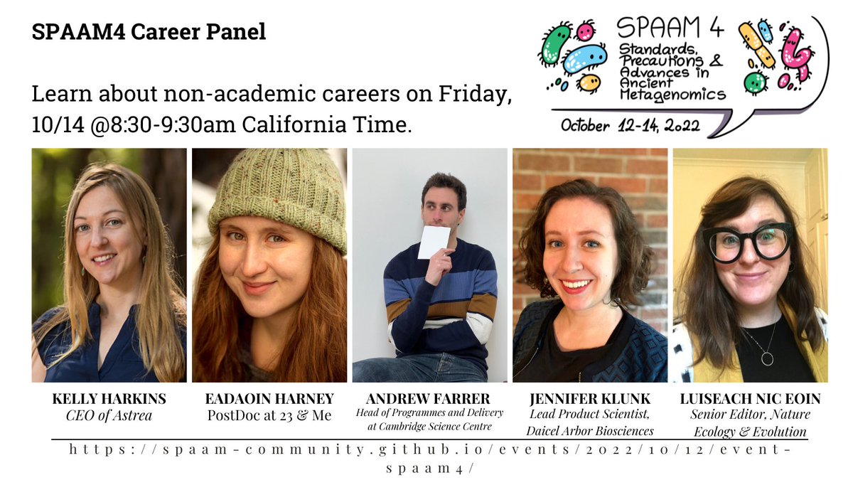 SPAAM-community (@spaam_community) on Twitter photo Learn about awesome non-academic career options at the #spaam4 career panel this Friday, where we will be joined by <a href="/EadaoinSays/">Éadaoin Harney</a> <a href="/camsciencecntr/">Cambridge Sci Centre</a> Andrew Farrer, <a href="/ArborBio/">Daicel Arbor Biosciences</a> Jennifer, and @RoinnAnLuisigh from <a href="/NatureEcoEvo/">NatureEcoEvo</a>! Learn about awesome non-academic career options at the #spaam4 career panel this Friday, where we will be joined by <a href="/EadaoinSays/">Éadaoin Harney</a> <a href="/camsciencecntr/">Cambridge Sci Centre</a> Andrew Farrer, <a href="/ArborBio/">Daicel Arbor Biosciences</a> Jennifer, and @RoinnAnLuisigh from <a href="/NatureEcoEvo/">NatureEcoEvo</a>!