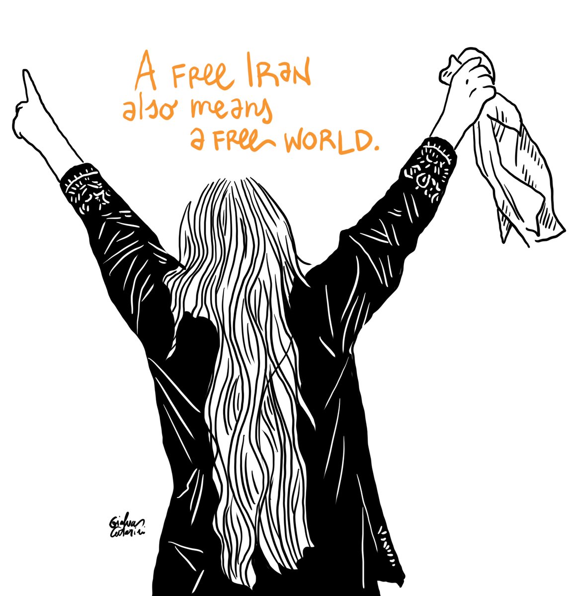 channeldraw's tweet image. A free Iran also means a freer world. 

 #مهسا_امینی
#SarinaEsmaeilzadeh #MahsaAmini #JinaMashaAmini