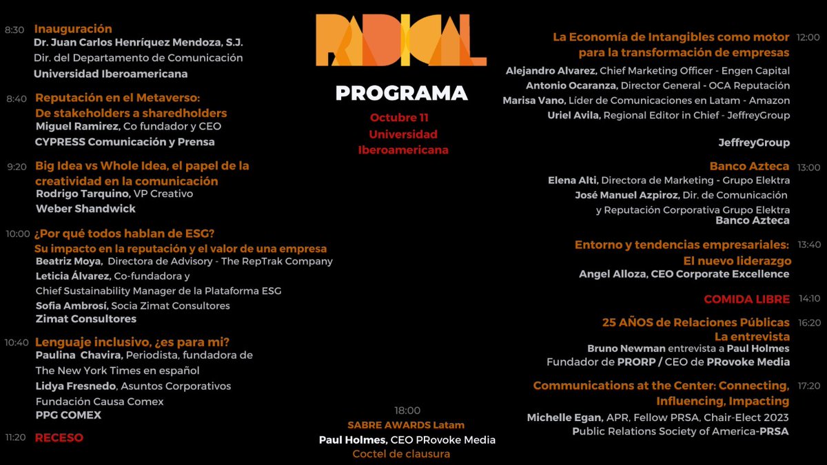 comunicacionUIA's tweet photo. Mañana 11 de octubre seremos la sede del XV Congreso de PRORP (RADICAL). Esto nos coloca al centro de la conversación en materia de Relaciones Públicas. Estaremos en la Santa Teresa, ¡acompáñanos! #ComunicaciónIbero #RadicalPRORP https://t.co/hZio5Lotxb