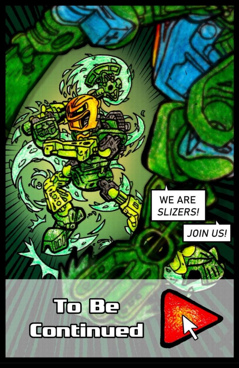 MorganRyanArt's tweet photo. Here are the final two pages of my recent #throwbot #bionicle #zine ! Can you spot all the refrences 😁 if you wanna read the rest of this just go to https://t.co/yoaMZ5HYrp https://t.co/JbRXbOTw8r
