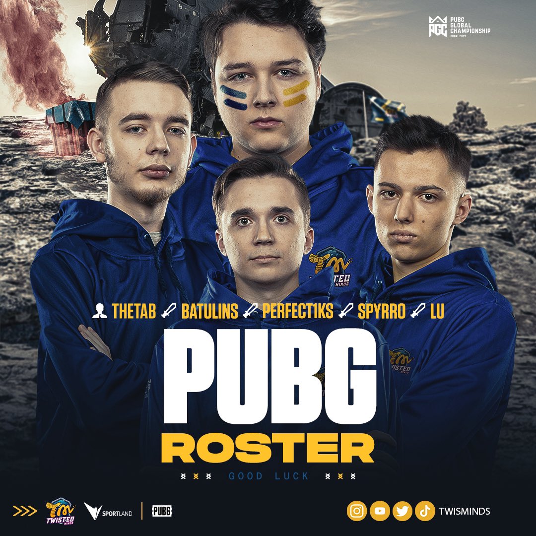 نعلنها🚨
روستر #PUBG على البي سي🖥️🫡

منورين #TwistedMinds يا ابطال😍💙💛