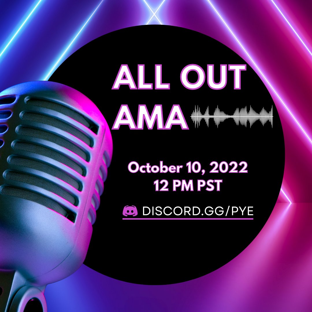 ALL OUT AMA 🥧

Bring your questions! This All Out AMA is an opportunity for any and all PYE holders to ask the team anything.

Whether you've been on vacation or just miss Bill's voice, jump on stage and chat with us!

👉 RSVP: discord.com/events/8322350…

#PYESwapTech #Crypto #DeFi