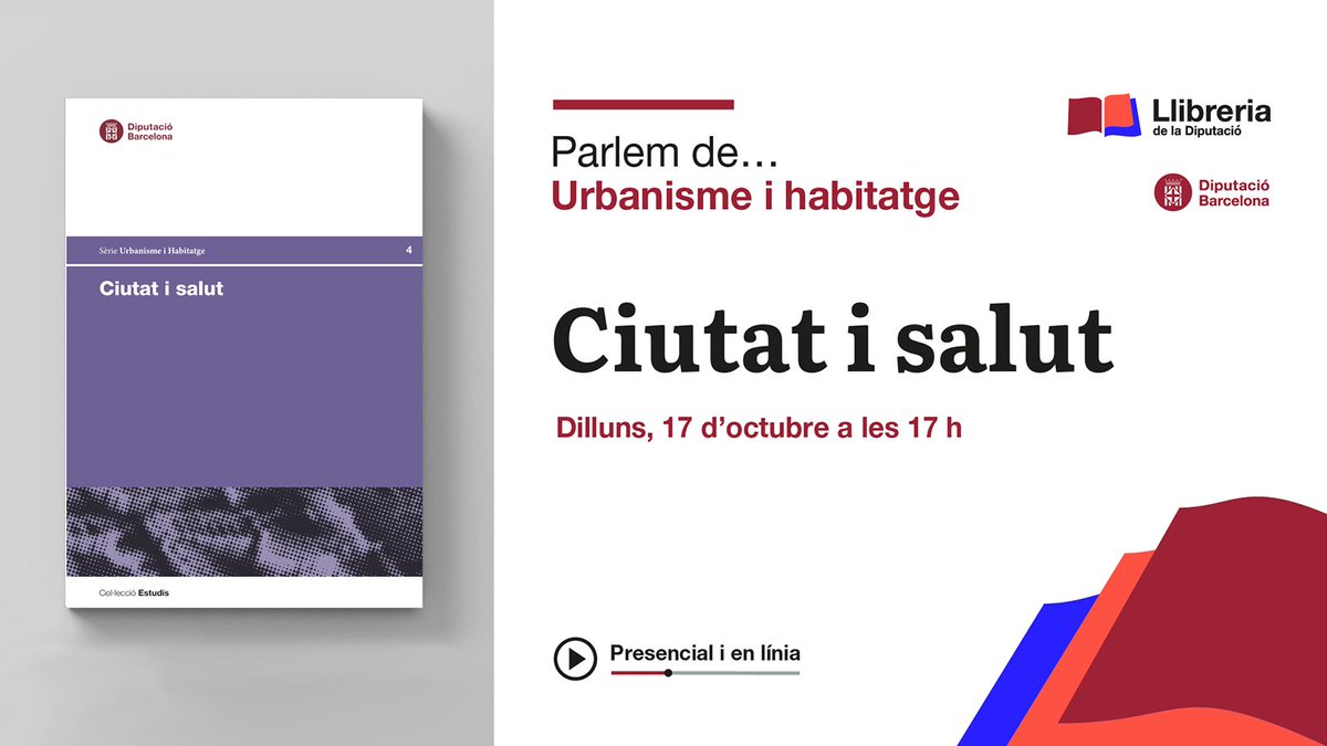 Quin ha de ser el paper de la salut en la planificació, disseny, execució, ús i gestió d'entorns urbans? Presentem el llibre "Ciutat i salut". #LlibreriaDiba

📅17/12, 17 h
📍On? Can Serra (Rambla Catalunya, 126)
📱En línia: youtu.be/4kPEh3f2jO0
✅llibreria.diba.cat/cat/parlem-de-…