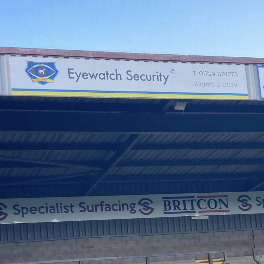 Our new sign at Scunthorpe United! 

Call Eyewatch Security today not 999 tomorrow…