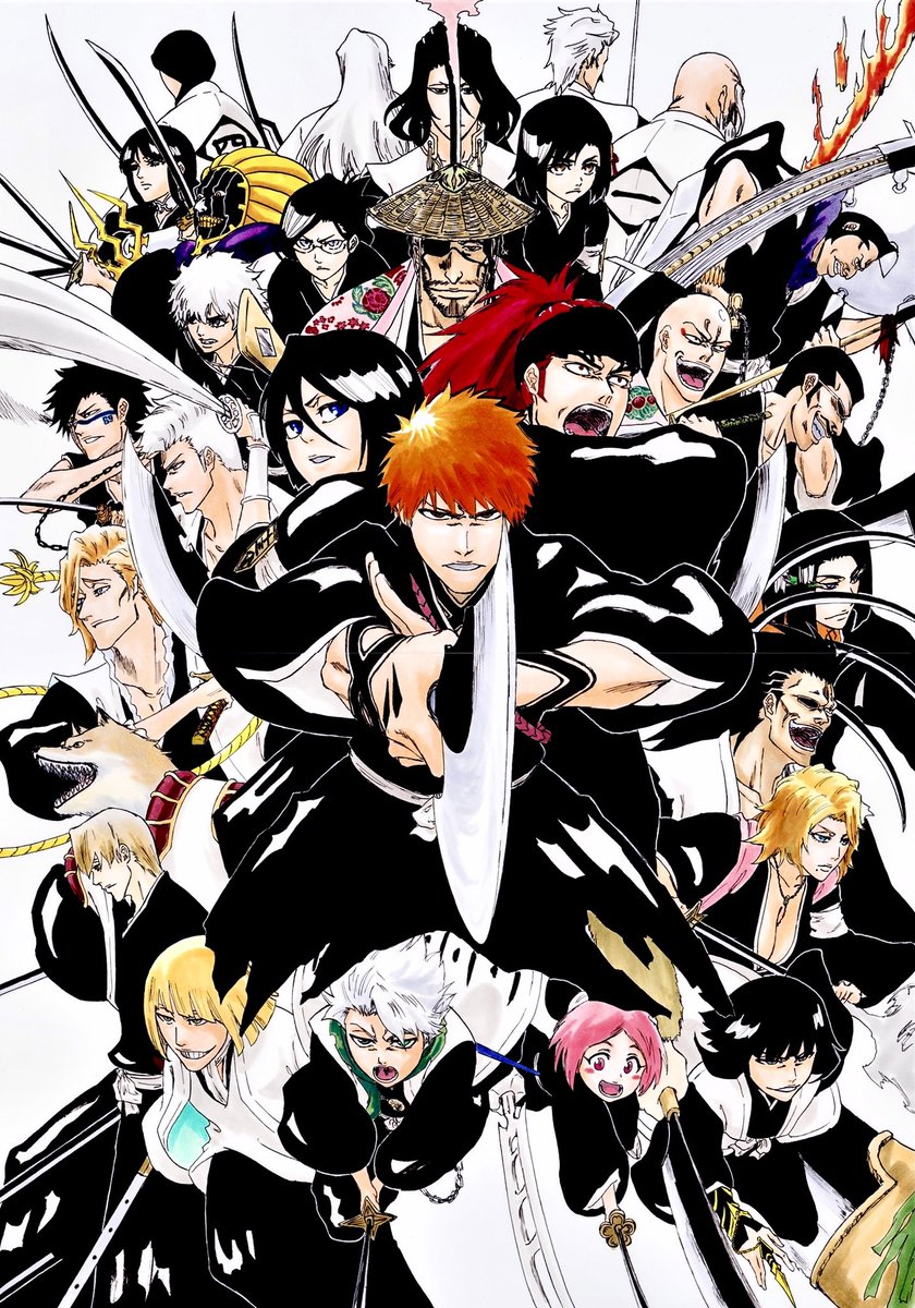 kuchiki rukia ,matsumoto rangiku haori 6+boys weapon sword orange hair black hair mole under mouth  illustration images