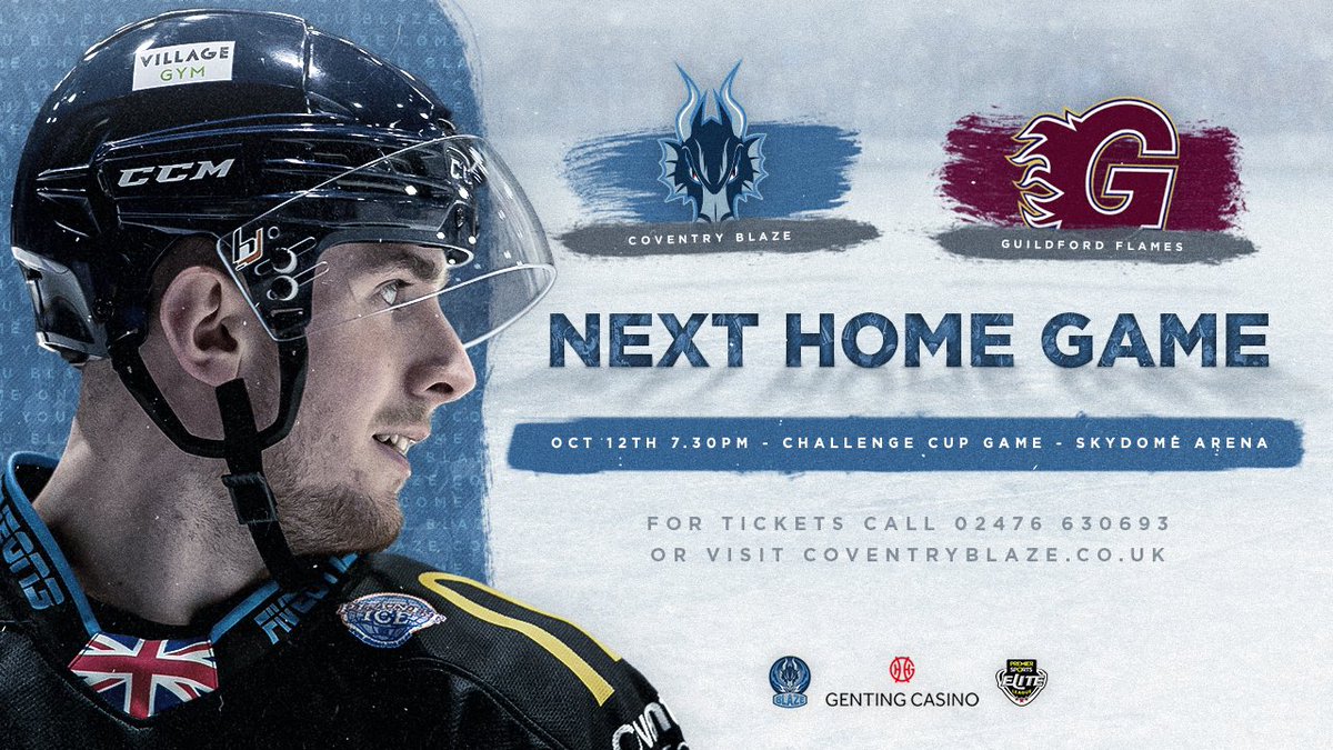 🏠 𝗡𝗘𝗫𝗧 𝗛𝗢𝗠𝗘 𝗚𝗔𝗠𝗘:

🗓 Wednesday vs. Guildford Flames (7.30pm)

📍 Skydome Arena (Challenge Cup)

👨🏽‍💻 Tickets available via: ow.ly/hOVW50KsV1Q

📞 or Call: 02476630693