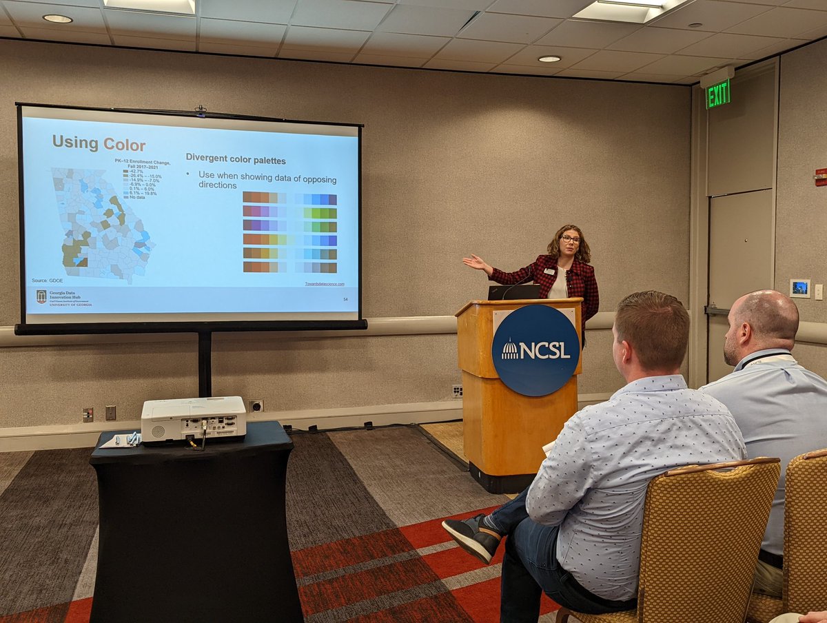 NCSLorg's tweet photo. From trainings on data visualization, to ensuring employee development, to strategies on social media engagement, these are some of the sessions held at #StaffHubATL that make up part of the value-added service NCSL provides to state legislatures across the country. https://t.co/38r78Lncuy
