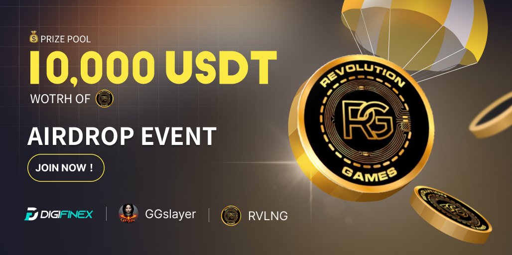 GGslayerstudios's tweet photo. 📣Exclusive #Airdrop❤️‍🔥

😱Reward Pool - 10,000 USDT

🚀 #RVLNG is an "Open for All" community where users can play &amp; earn.

To Win🏆
✅Follow @Digifinex &amp; @GGslayerOffcial &amp; @revolutioncoins
❤️RT &amp; Tag 3 Friends
👉Finish Tasks - https://t.co/29FncHnI1j

#Giveaway #cryptocurrency https://t.co/wjolw6dycd