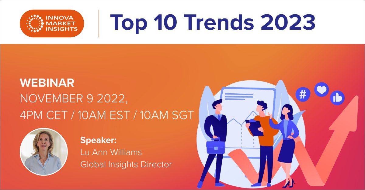 innovatrending's tweet photo. #Innova’s #TopTenTrends for 2023 are coming! Join Lu Ann Williams on November 9 for the most important food and beverage innovation webinar of the year. Discover the opportunities that will be shaping our industry in 2023 and beyond. Register free here: https://t.co/vvBFz5flKz https://t.co/2jqxYfdSUp
