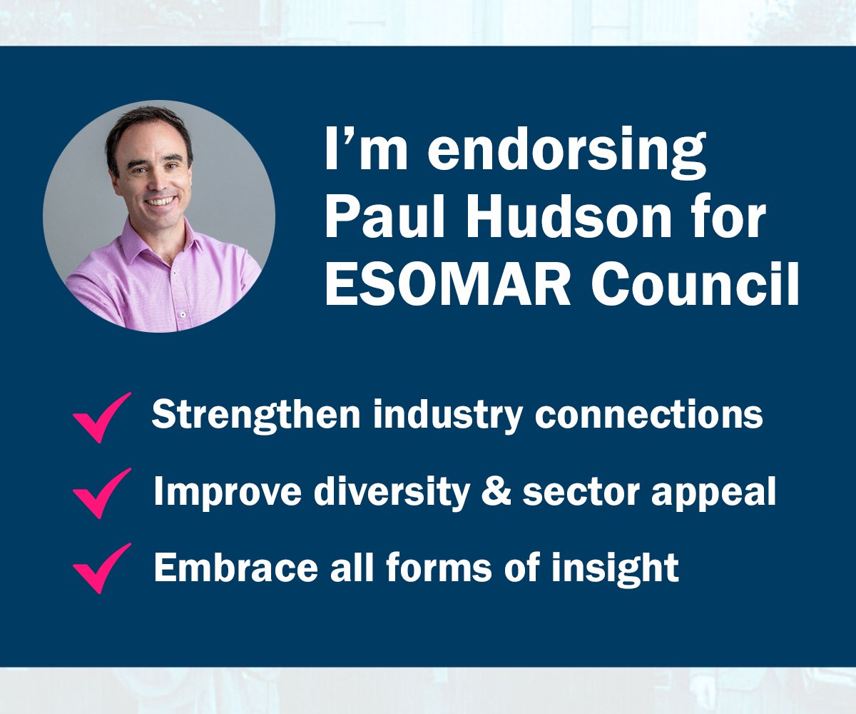 Todo mi apoyo y recomendación para Paul de <a href="/_FlexMR/">FlexMR</a>, llevo trabajando con él más de 10 años, y sin duda es un candidato con grandes valores y aportaciones para #Esomar