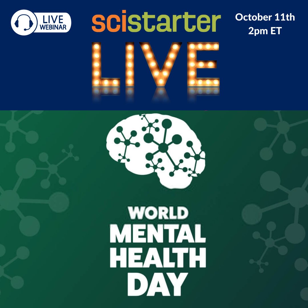 In honor of #WorldMentalHealthDay, join us tomorrow on SciStarter LIVE! as we explore @neurekaApp. This app crowdsources data from people around the world in hopes of better understanding #MentalHealth. Register: us02web.zoom.us/webinar/regist… 🧠 #CitizenScience